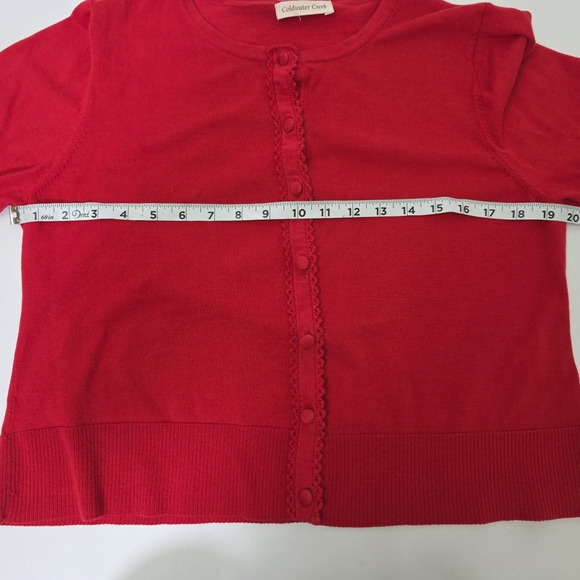 Coldwater Creek Womens 3/4 Sleeve Cardigan M Red Button Up Lightweight - Picture 4 of 6